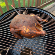 Chicken cooking on the smoker
