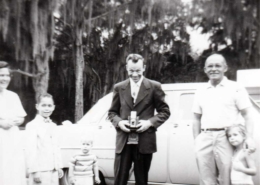 My grandfather holding a camera with his brother-in-law, c. 1959