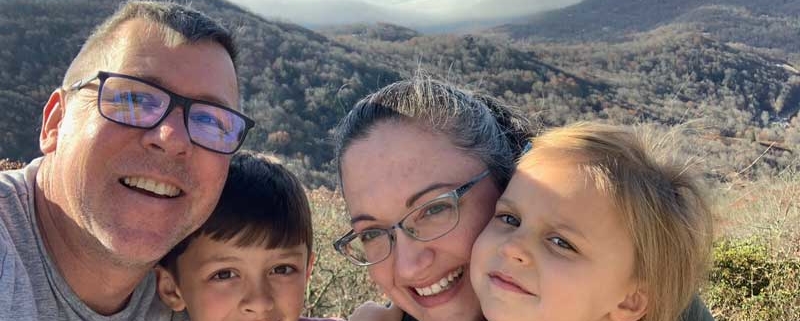 Last photo at the rental house before heading home